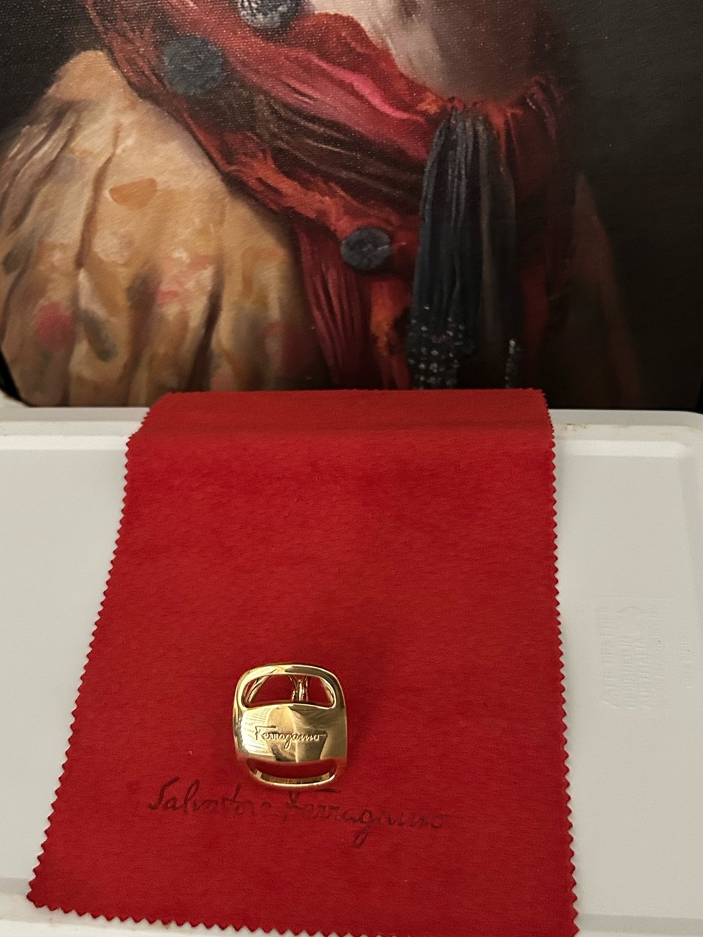 SALVATORE FERRAGAMO EUC Authentic Scarf Ring or Bag Charm with Cloth - Unisex - Picture 7 of 7